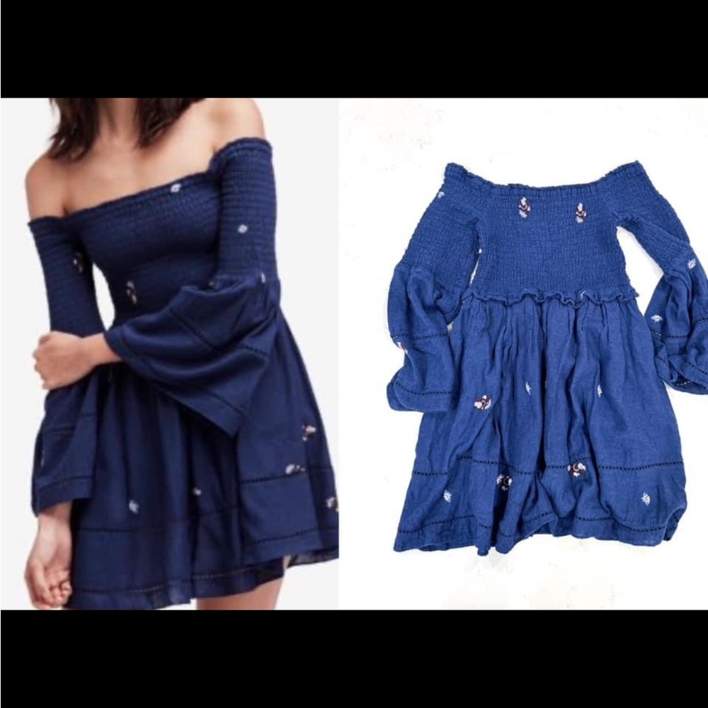 Free People Blue Off-Shoulder Dress